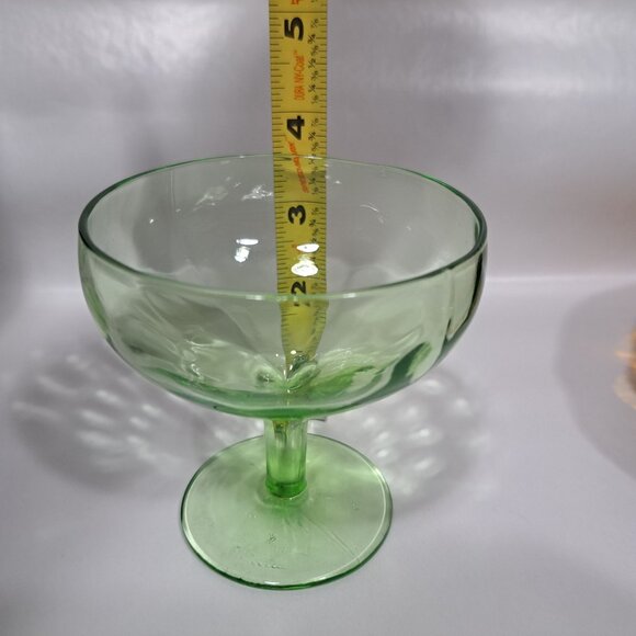 Hazel Atlas Depression Green Uranium Glass Footed Sherbet Dessert Cup - Picture 7 of 16
